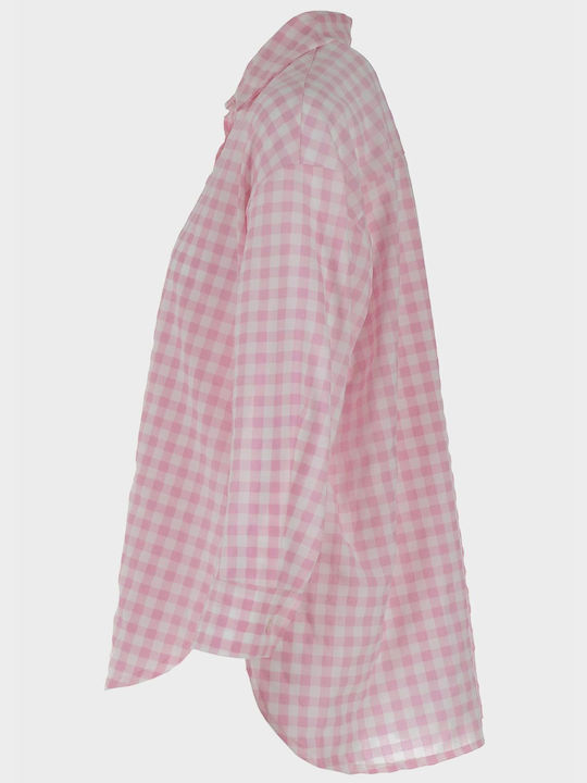 G Secret Women's Checked Long Sleeve Shirt Pink