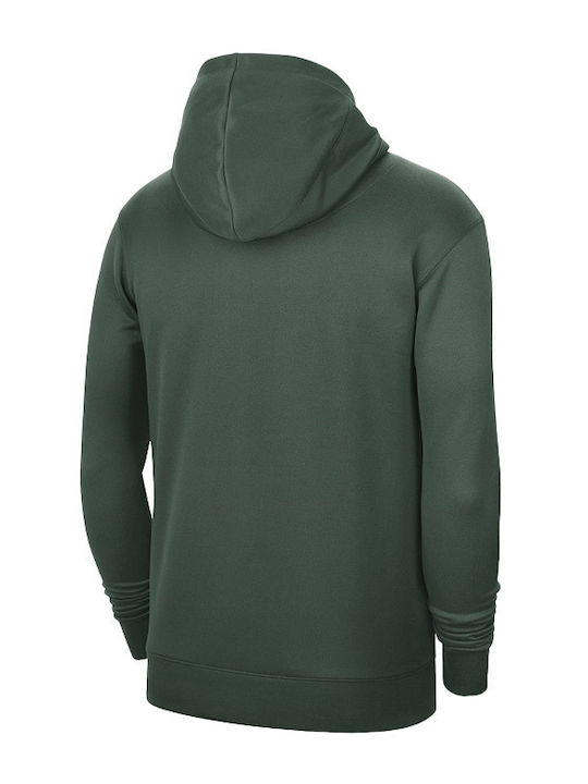 Nike Nba Milwaukee Bucks Men's Sweatshirt Dri-Fit with Hood and Pockets Green