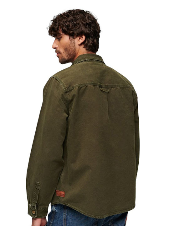 Superdry D2 Ovin Surplus Herrenhemd Overshirt Langärmelig Green