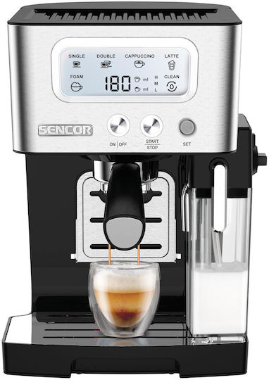 Sencor Μηχανή Espresso 1450W Πίεσης 15bar Ασημί SES 4090SS