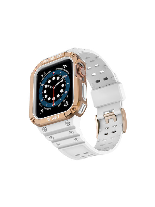 Hurtel Λουράκι Χρυσό/Λευκό (Apple Watch 7, Apple Watch SE)