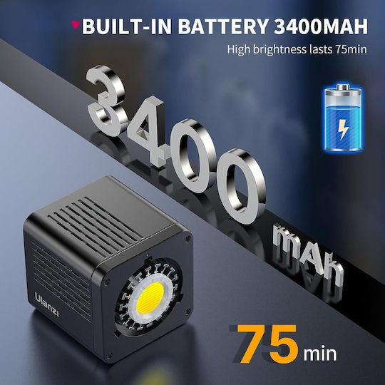 Ulanzi Lt028 Rechargeable Bi-color Cob Light Video Light 40W with Luminance Lux 13260 Lux