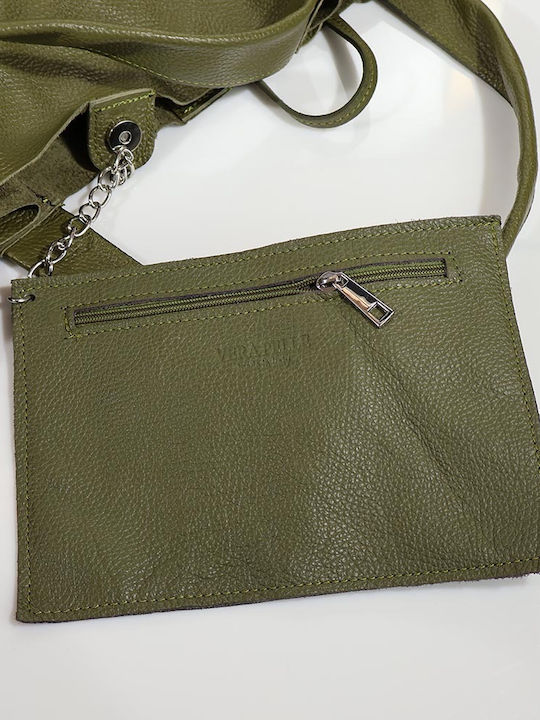 Leather Women's Shopper Bag Khaki