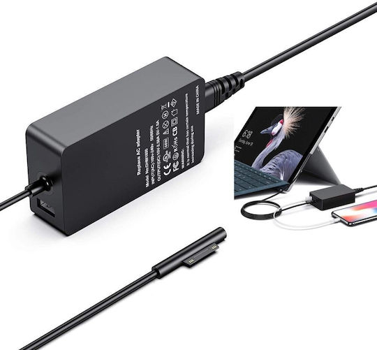 Microsoft Surface Φορτιστής Laptop 44W 15V 2.58A για Microsoft με Αποσπώμενο Καλώδιο Τροφοδοσίας και με σετ βυσμάτων