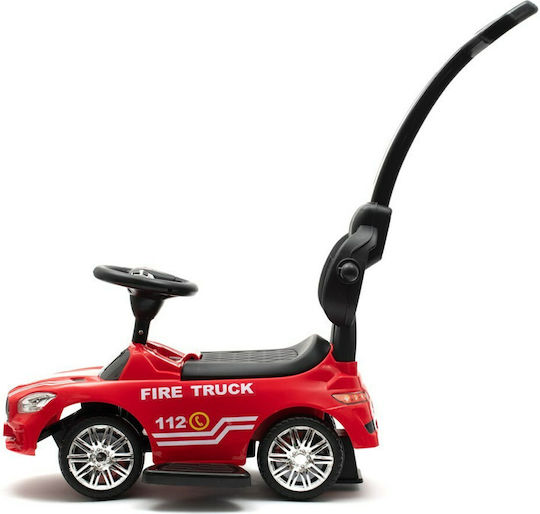 BabyMix Pompier Mașină Ride On Cu Mâner Pentru Părinți Pentru 12+ Luni Roșie