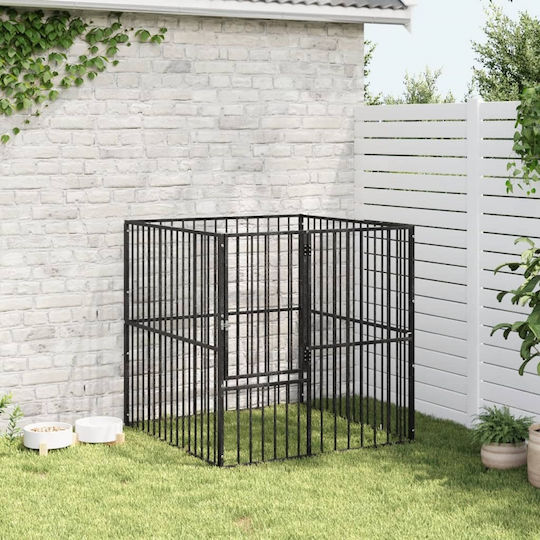 vidaXL Πάρκο Σκύλου με 4 Πάνελ 100x100x100εκ. Μαύρο