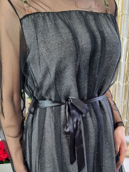 Brak Midi Abendkleid Schwarz