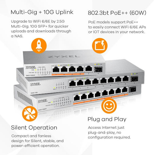 Zyxel XMG-105HP Unmanaged L2 PoE+ Switch with 5 Ethernet Ports