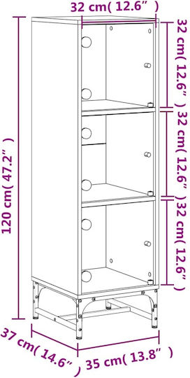 Vitrină Suspendată pentru Sufragerie din Placă Aglomerată Bej cu Geam 35x37x120 cm