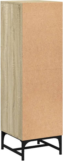 Vitrină Suspendată pentru Sufragerie din Placă Aglomerată Bej cu Geam 35x37x120 cm