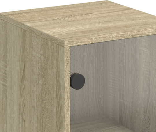 Vitrină Suspendată pentru Sufragerie din Placă Aglomerată Bej cu Geam 35x37x120 cm