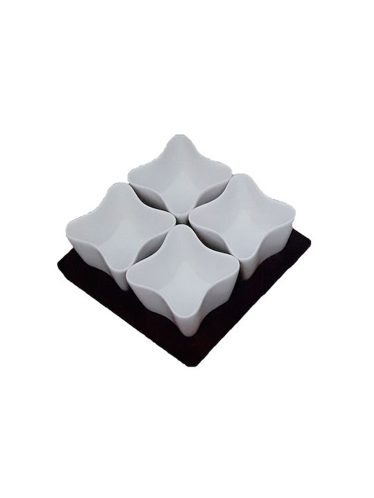 Porcelain Dessert Divided Serving Tray with 4 Tiers