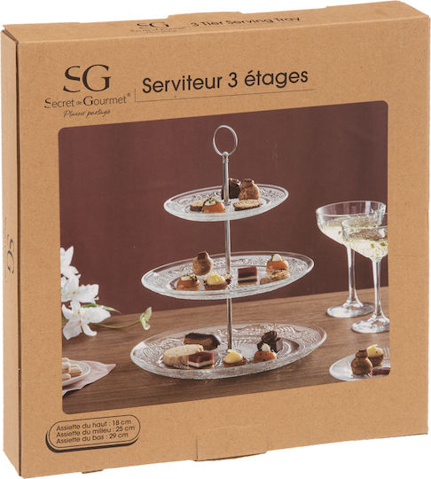 Artpol Glass Dessert Tower Stand with 3 Tiers Transparent Ø29cmxY33.8cm