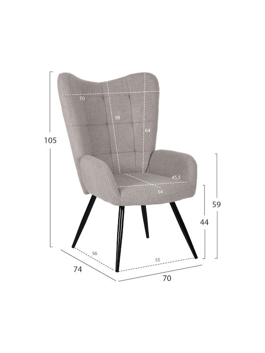 Armchair with Footstool Gray 70x74x105cm