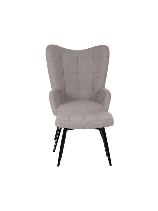 Armchair with Footstool Gray 70x74x105cm