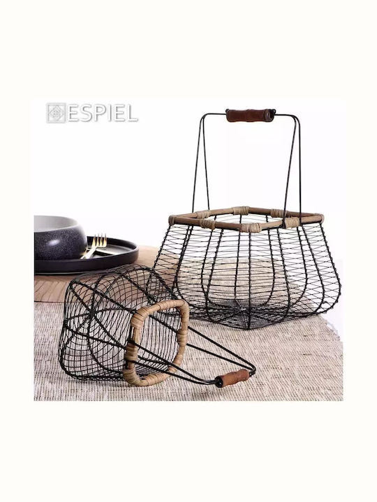 Espiel Φρουτιέρα Μεταλλική Μαύρη 19x13x25εκ.