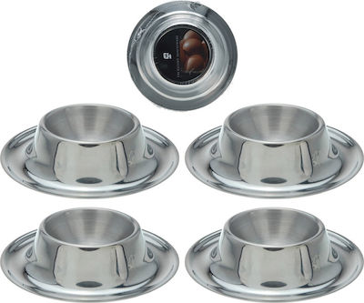 JK Home Decoration Metallic Egg Cup Silver 4pcs