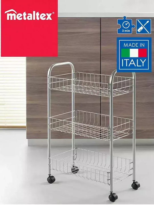 Metaltex Lugano Кухненско Тролей Металик 3 Позиции Сребрист 41x26x64см