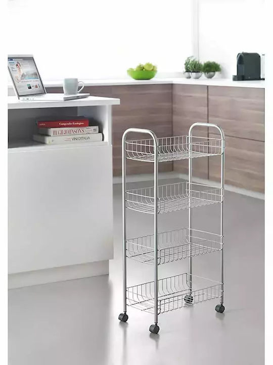 Metaltex Ascona Kitchen Trolley Metallic 4 Tiers Gray 41x26x86cm
