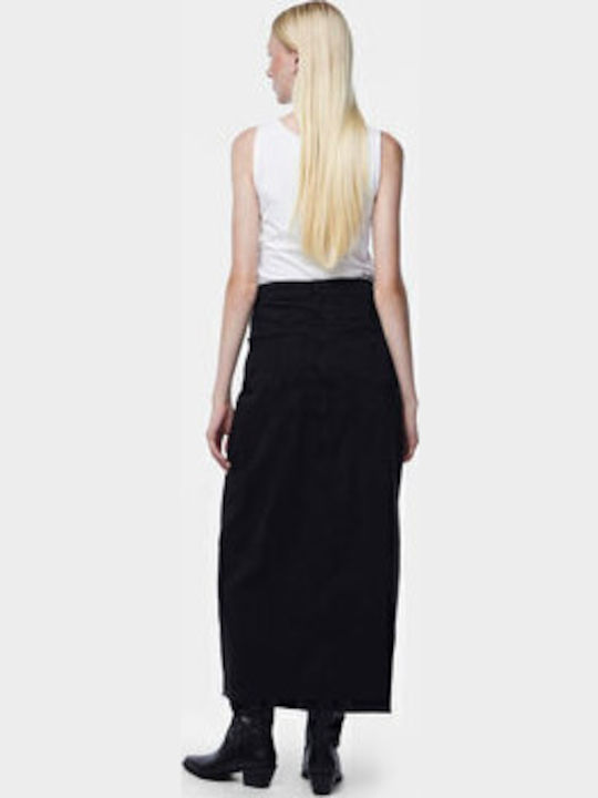 Denim Maxi Fustă Neagră