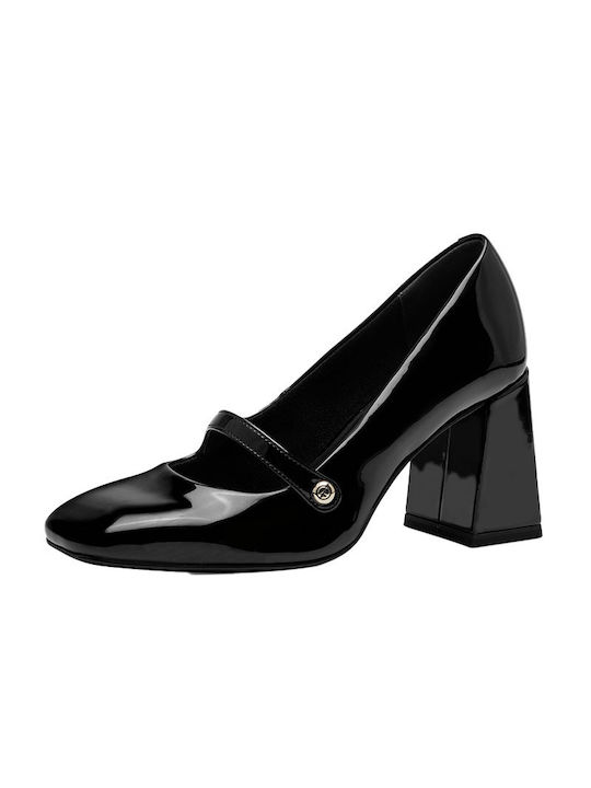 Tamaris Patent Leather Black Heels with Strap