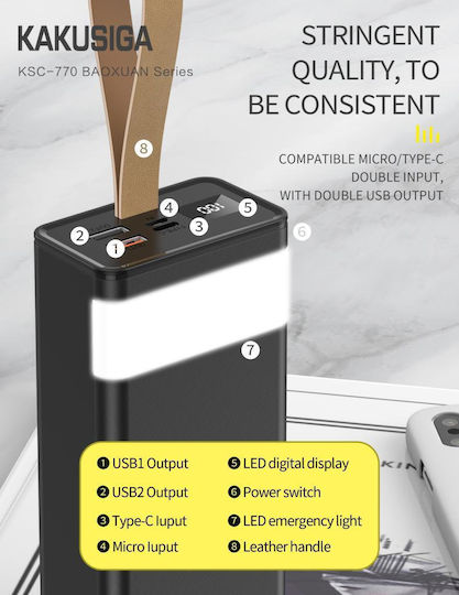 Kakusiga Power Bank 30000mAh Μαύρο