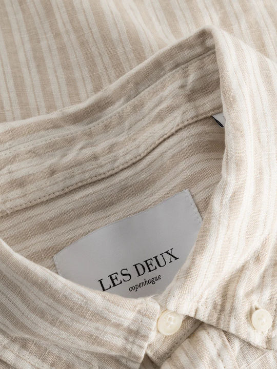 Les Deux Men's Shirt Short Sleeve Linen Light Desert Sand