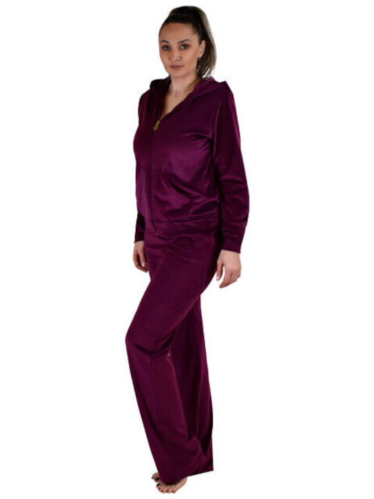 Secret Point Set Women's Sweatpants Purple Velvet