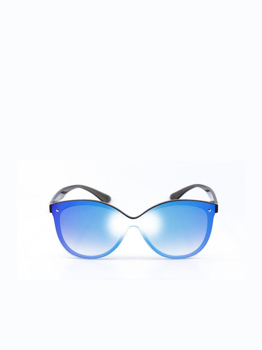 Monte Como Women's Sunglasses with Blue Plastic Frame and Blue Gradient Mirror Lens TR131 C05