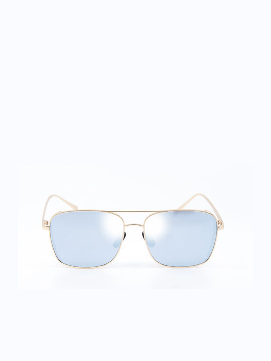 Monte Como Sunglasses with Gold Metal Frame and Light Blue Mirror Lens 1087 C3