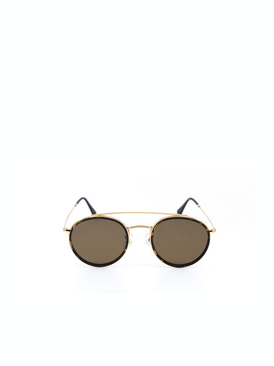 Monte Como Sunglasses with Gold Metal Frame and Brown Lens 17011 C03