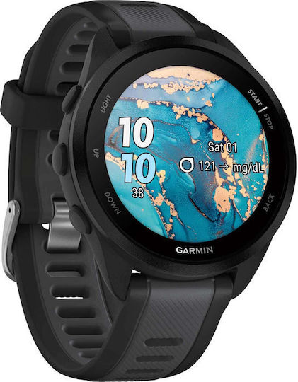 Garmin Forerunner 165 Music 43mm Waterproof Smartwatch with Heart Rate Monitor (Black/Slate Gray)