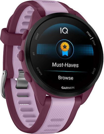 Garmin Forerunner 165 Music 43mm Wasserdicht Smartwatch mit Pulsmesser (Berry/Lilac)