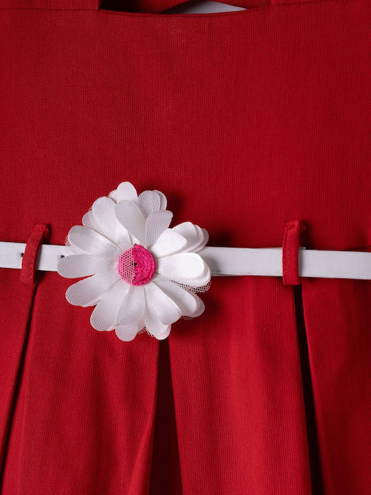 Εβίτα Παιδικό Φόρεμα Floral Αμάνικο Κόκκινο