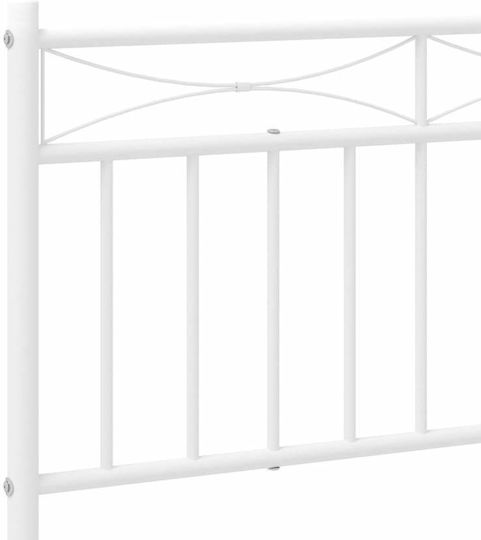 Метално Легло King Size Бяло с Дъски за Матрак 193x203см