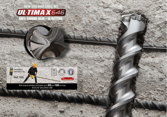 Diager Sds Booster Burghiu Cu 6 & 4 margini de tăiere și 6 stabilizatori cu Tija SDS Max pentru Materiale de construcție 22x540mm