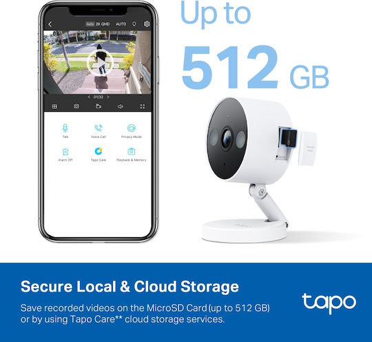 TP-LINK TAPO C120 v1 IP Überwachungskamera Wi-Fi Full HD+ 4MP Wasserdicht mit Zwei-Wege-Kommunikation und Objektiv 2.8mm