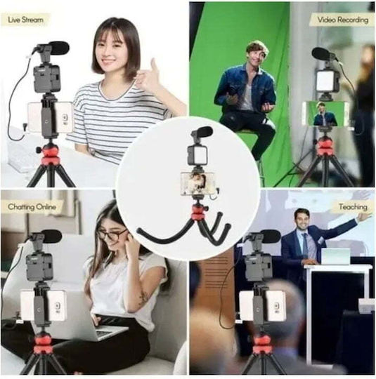 Selfie Stick Cell Phone Tripod with Lighting Black