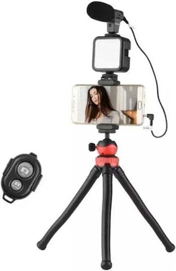 Selfie-Stick Handy-Stative Bluetooth mit Aufhelllicht Schwarz