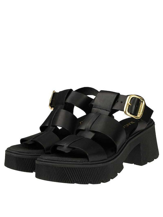 Ragazza Damen Sandalen mit Chunky mittlerem Absatz in Schwarz Farbe