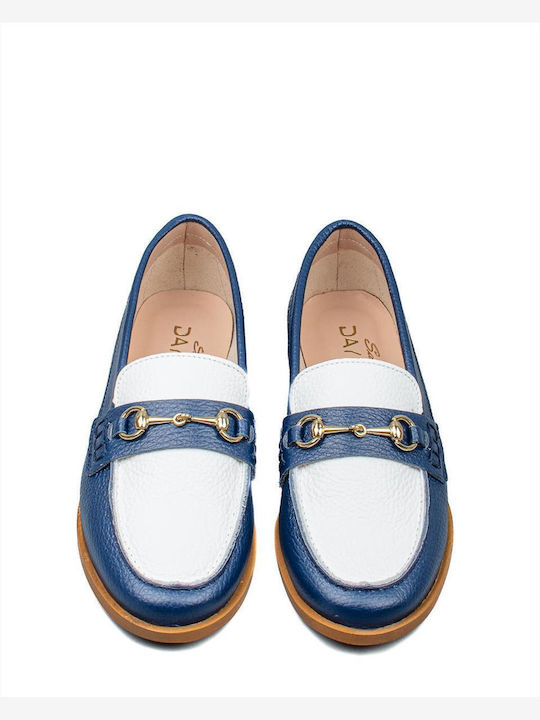 Sante Leather Women's Loafers in Blue Color