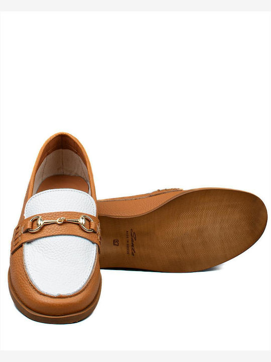 Leather Women's Loafers in Tabac Brown Color