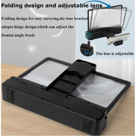 Andowl Phone Screen Magnifier Q-P07 with Bluetooth Speaker in Black color