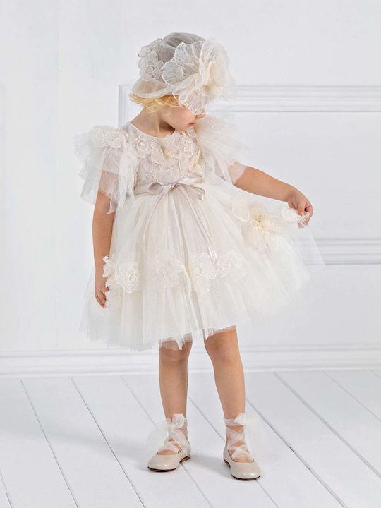 Designer's Cat White Baptism Dress made of Tulle