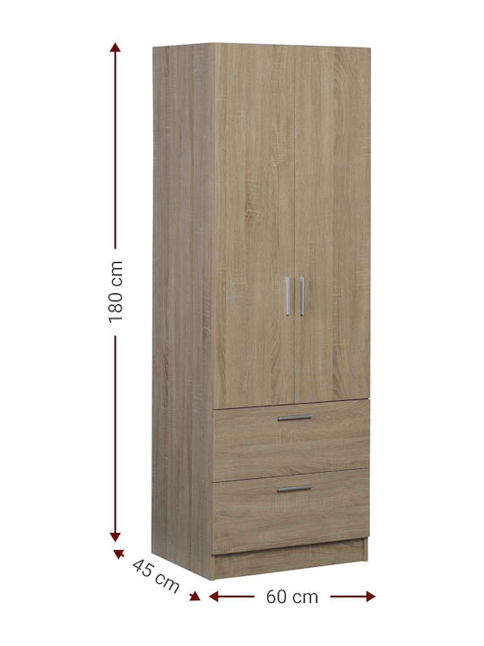 Двойна врата Гардероб Wilson 2DS Естествено 60x45x180см