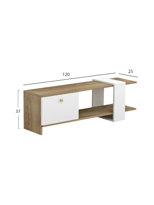 Έπιπλο Τηλεόρασης Henriette Λευκό Μ120xΠ25xΥ37cm