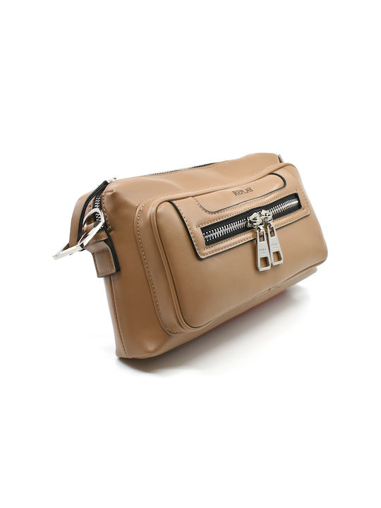 Replay Effect Leather Women's Bag Crossbody Beige