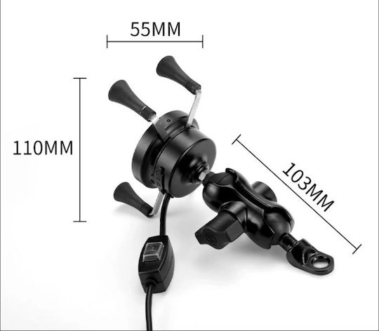 Motowolf Suport Telefon Mobil Moto Cu Braț Reglabil 3.5-6" Pentru Oglindă