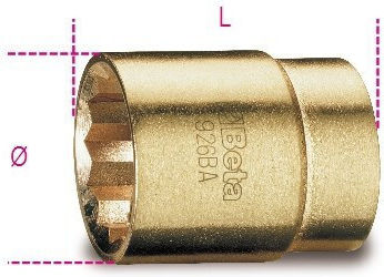 Beta Hexagon Sockets with Frame Host 1/2" Diameter 36mm