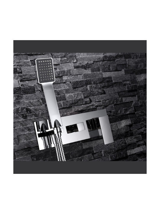 Excel Built-in Mixer, Hand Shower & Shower Head Set for Shower 2 Exits Silver